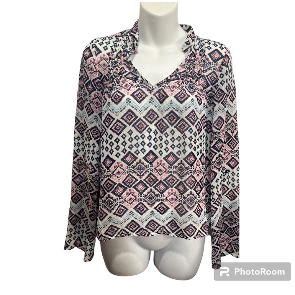 Charlotte Russe Sheer Top.  Size Medium purple, teal and black multi colors - Picture 9 of 15